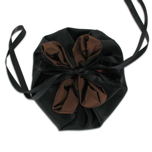 SiaLinda: Pompadour Tasche Kypria, kupfer braun / schwarz, Satin - SiaLinda.com
